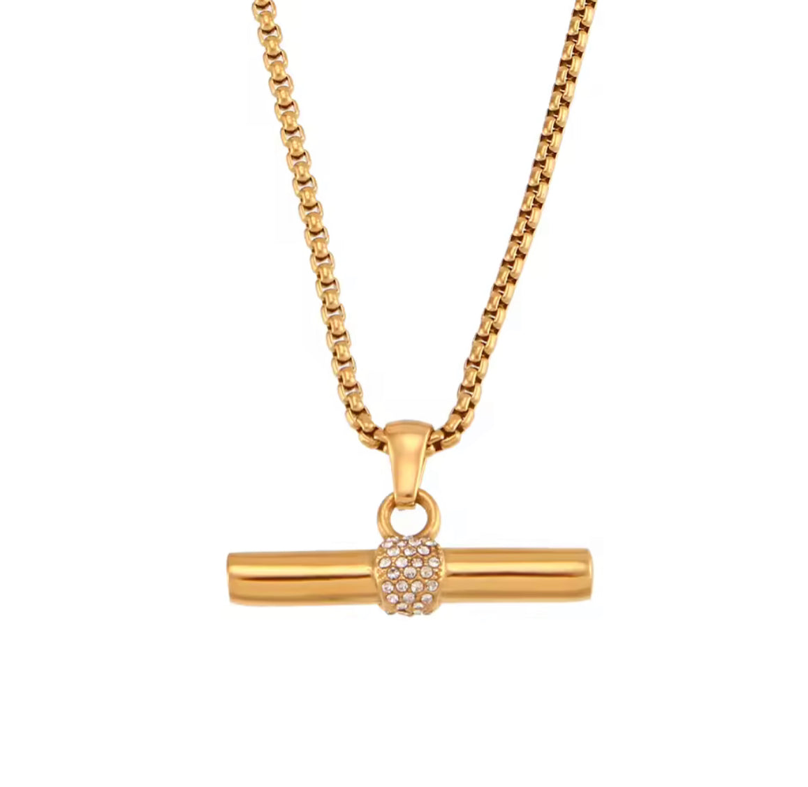 T bar necklace with diamond necklace - Reah