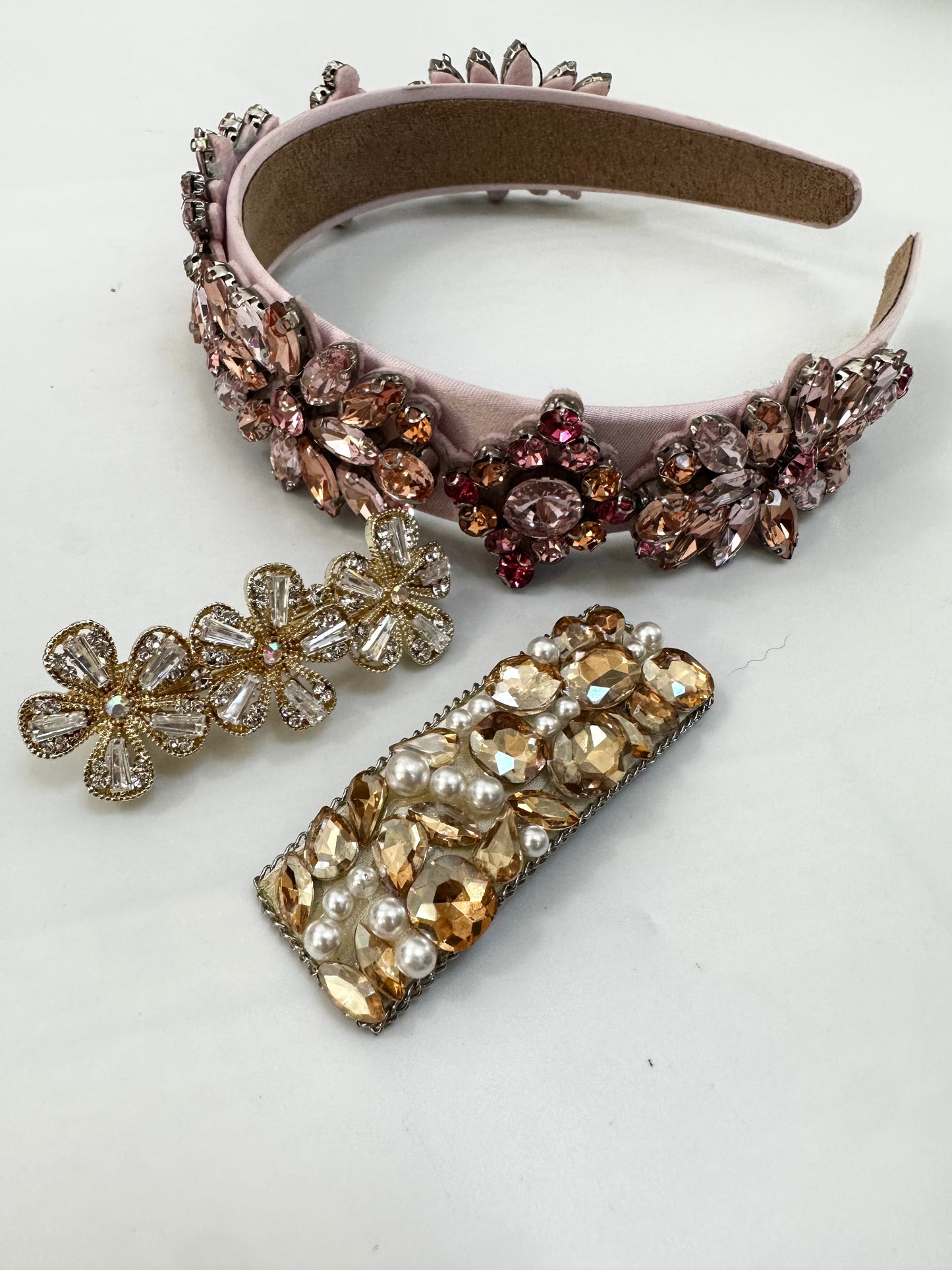 Pink and gold hair band gift set