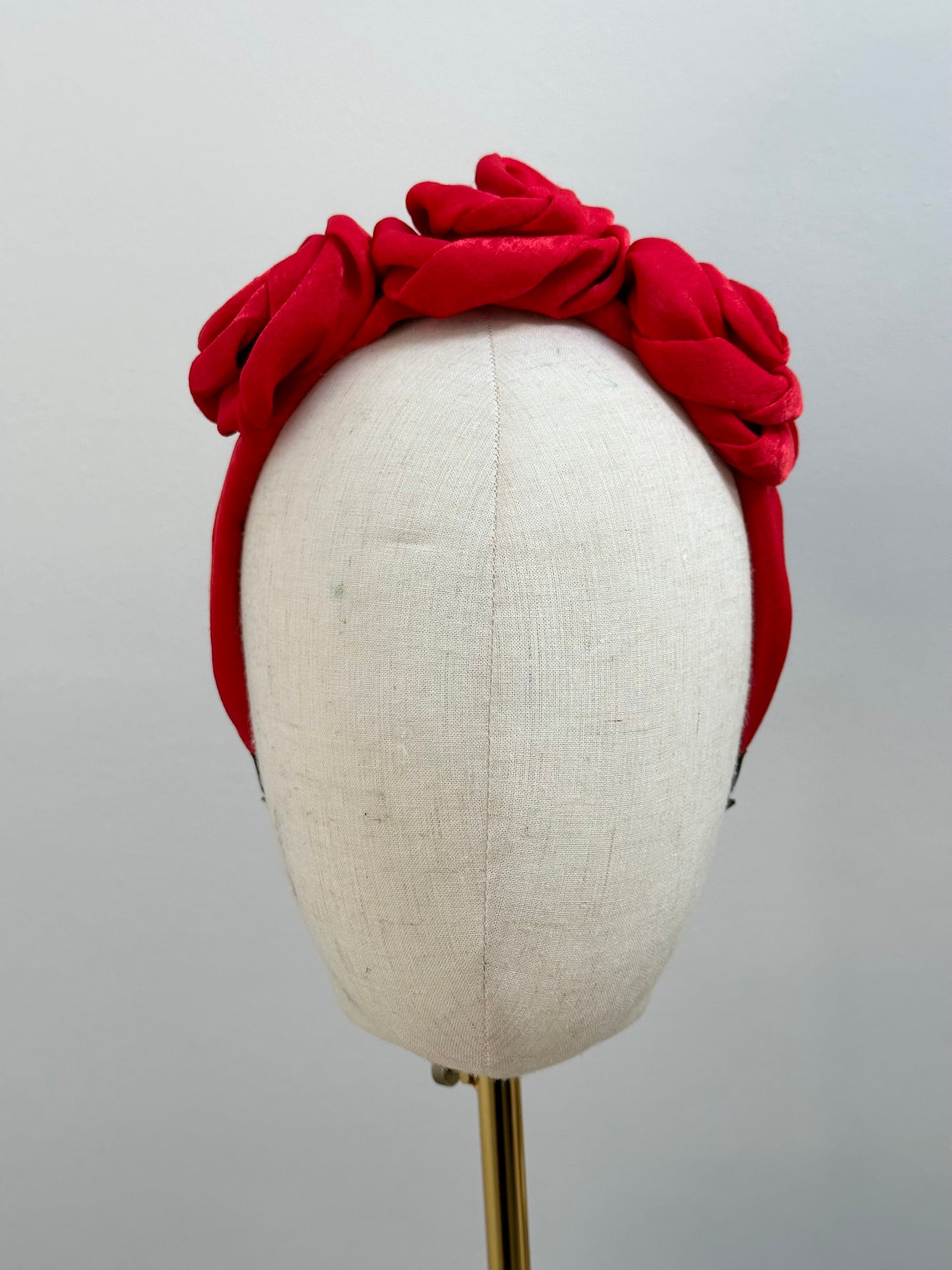 Red floral silk headband