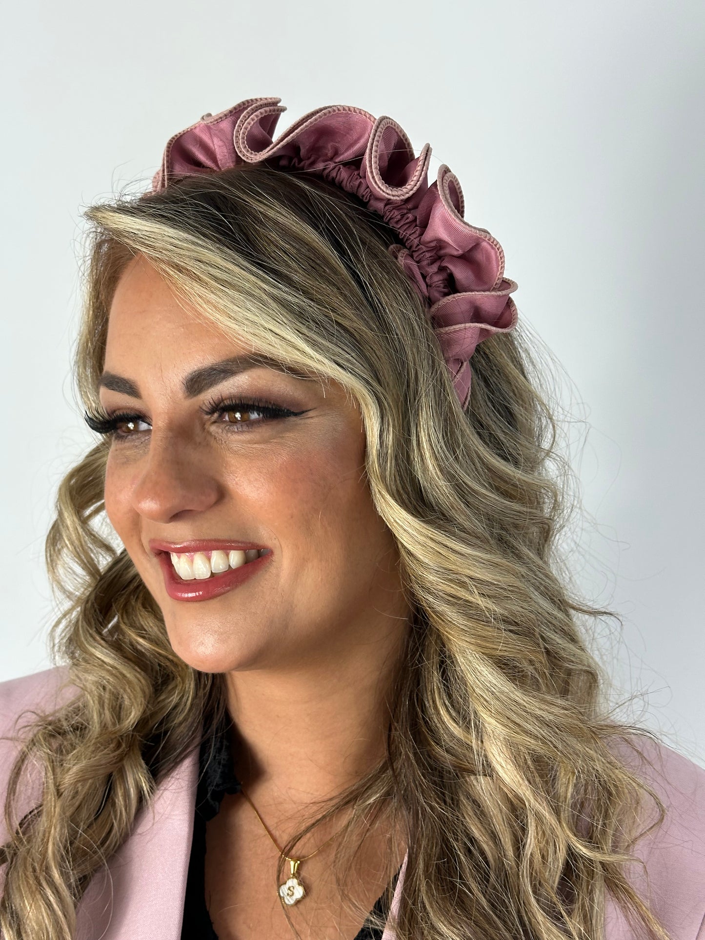 Pink ruffled occasional headband