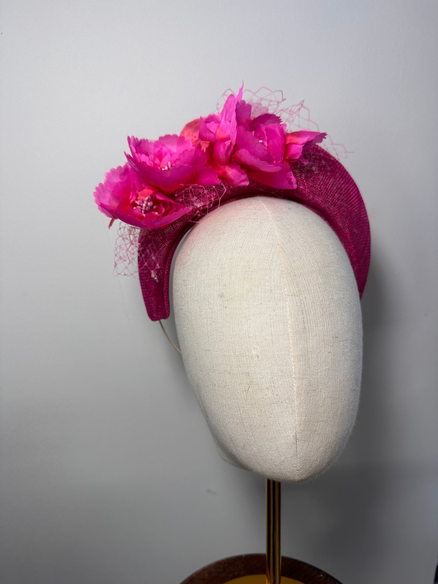 Cerise pink floral crown headband