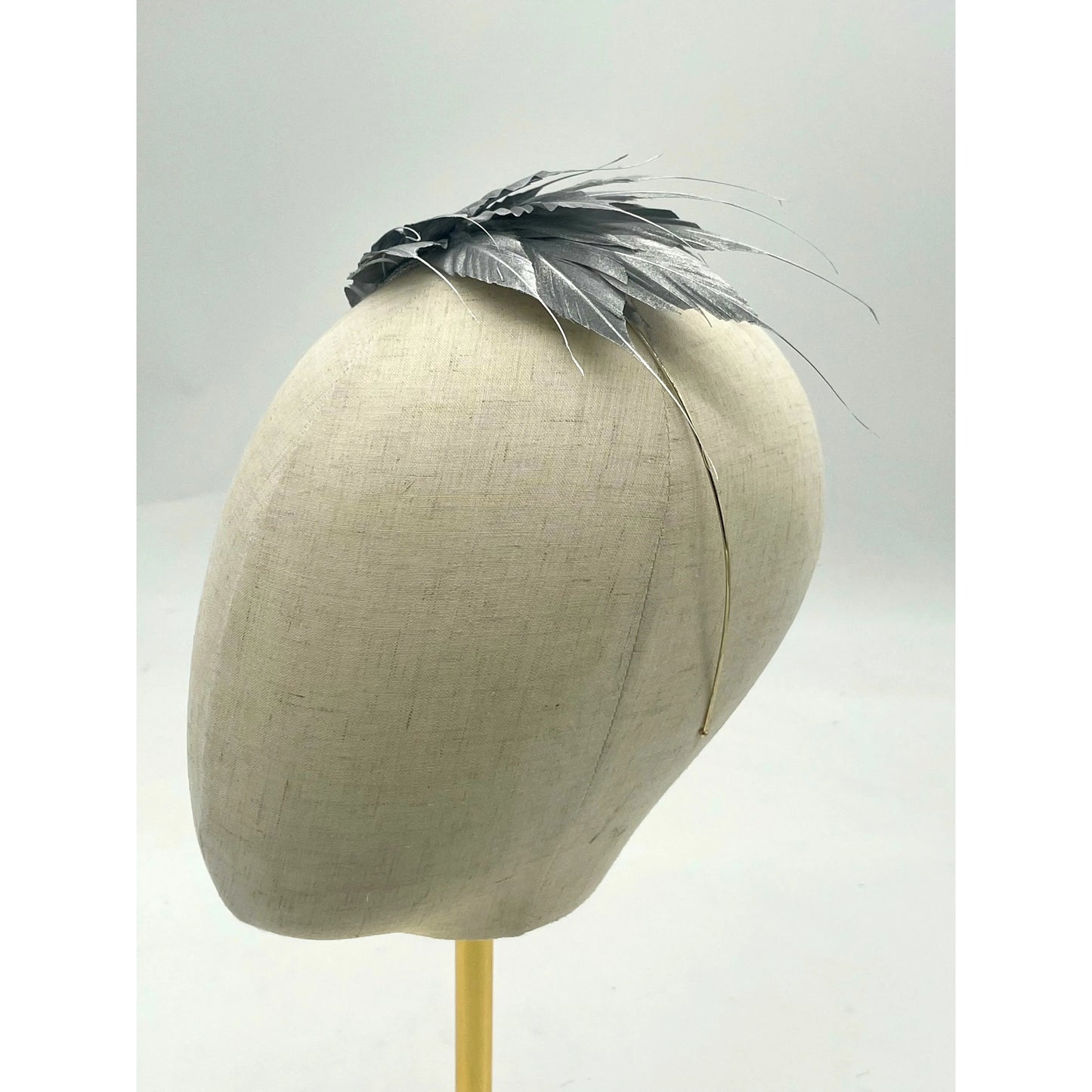 Silver feathered headpiece