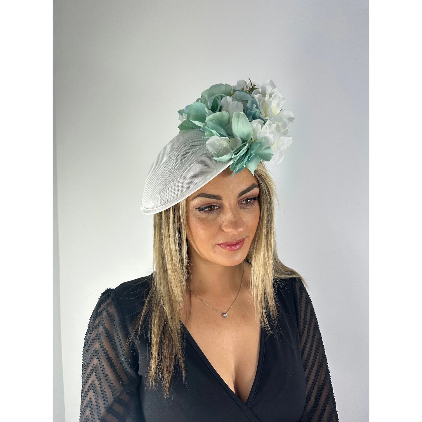 Keswick Ivory blue and green tone floral headpiece