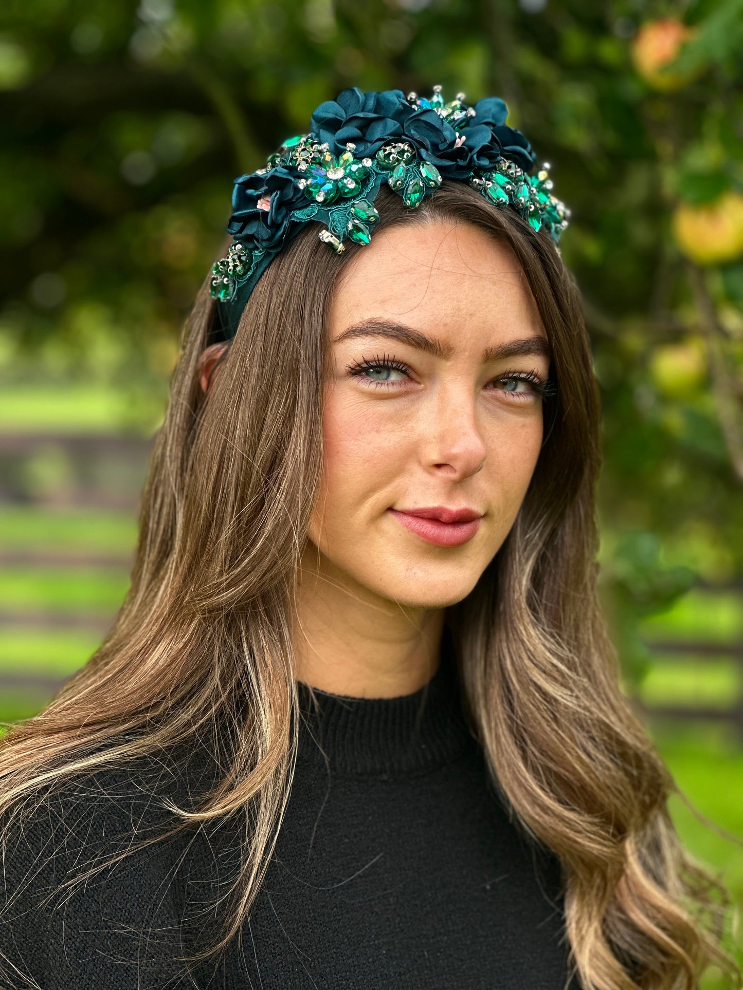 Emerald green beaded hairband