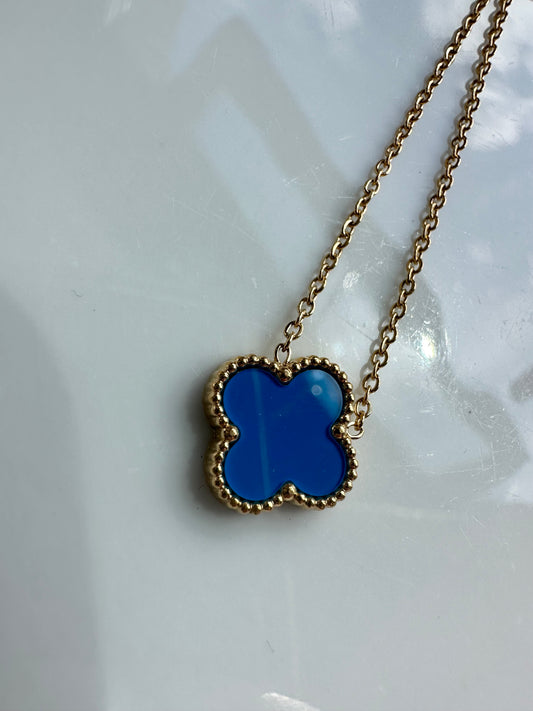 Blue clover necklace