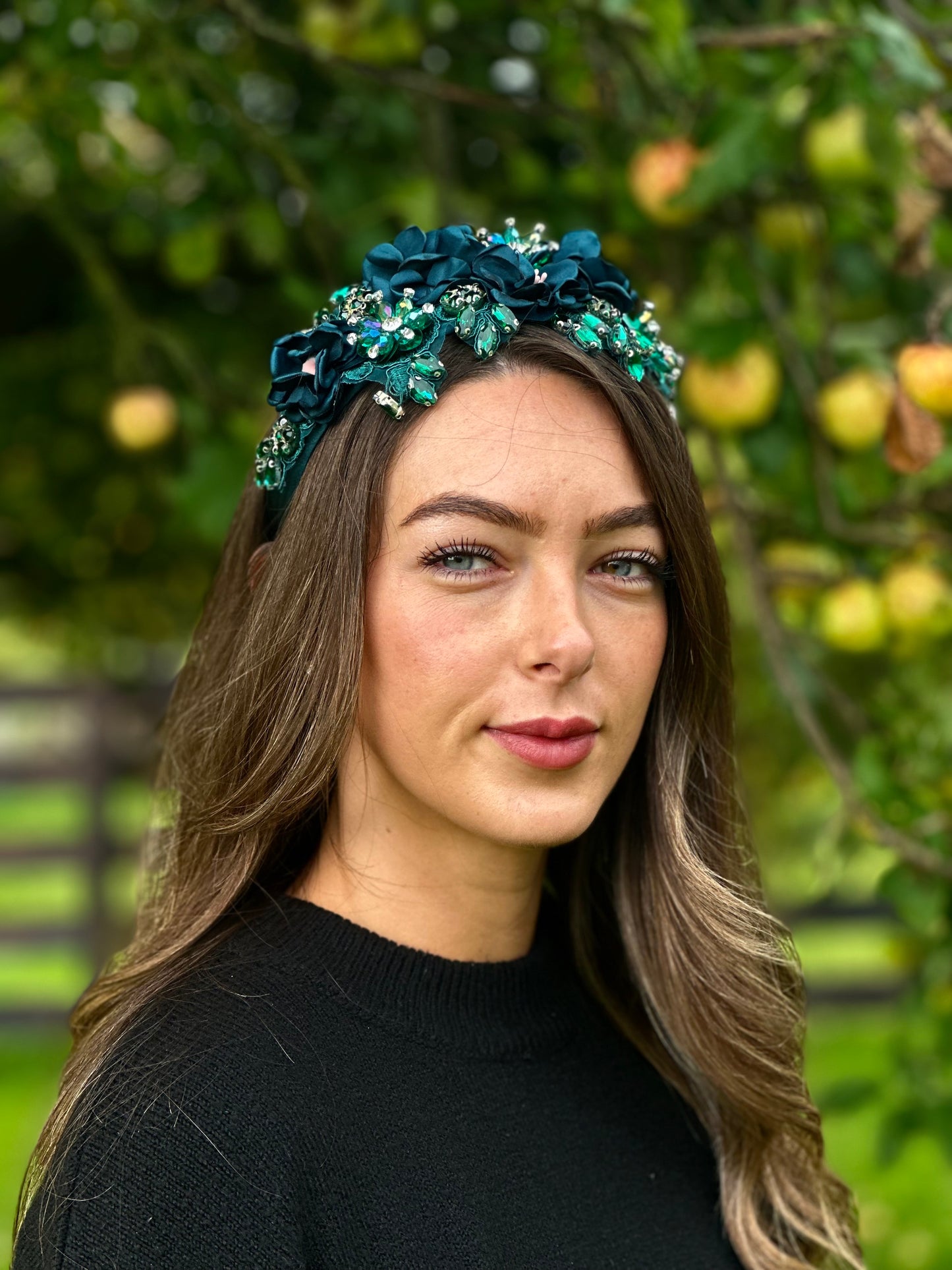 Emerald green beaded hairband