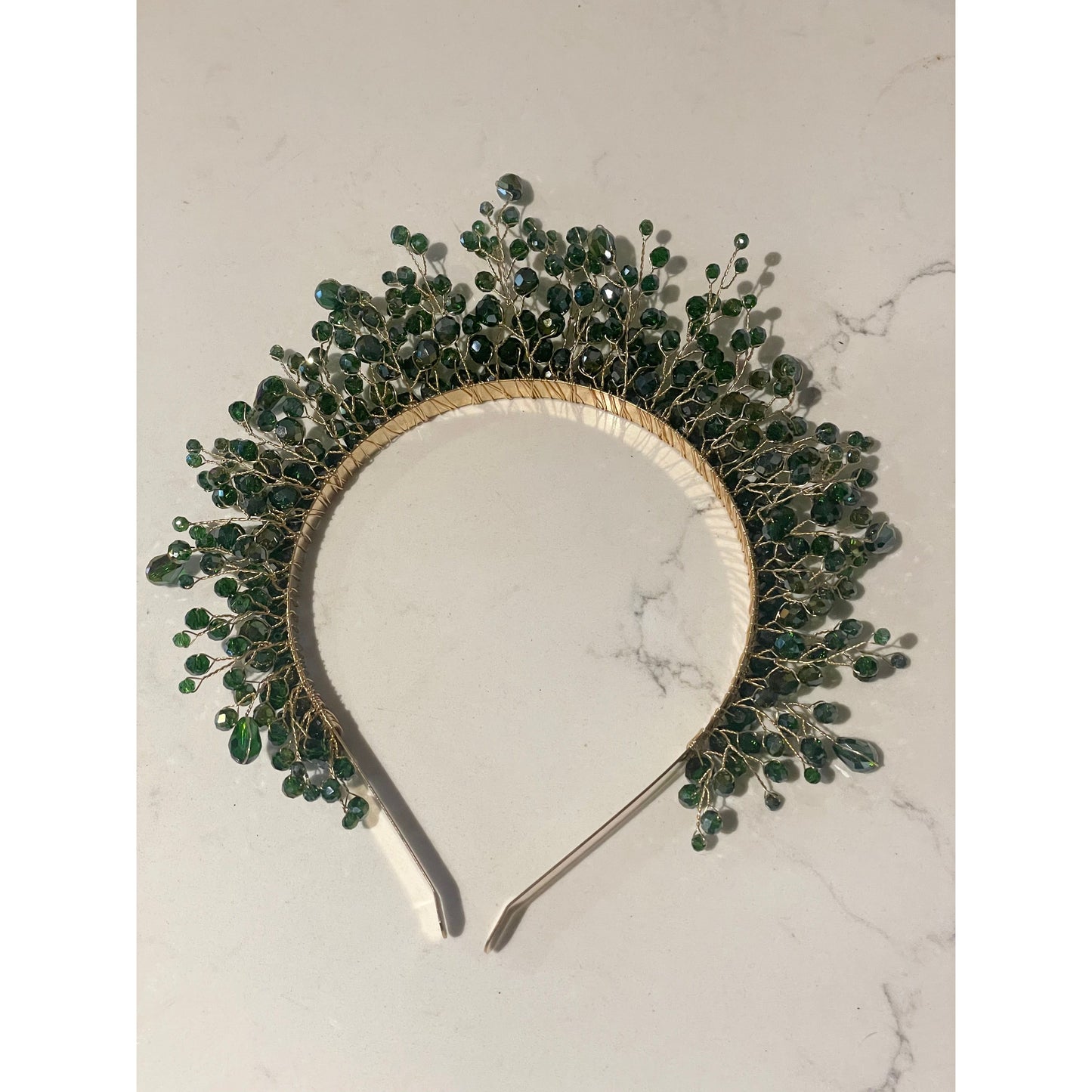 Emerald green beaded headband
