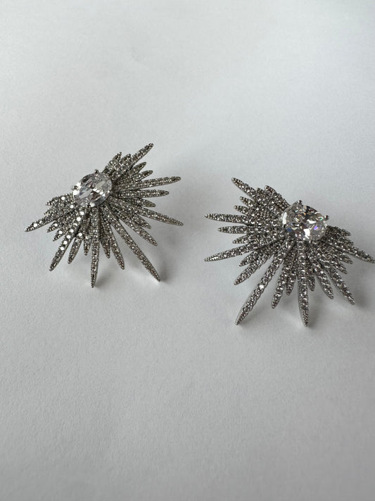 Rebecca star burst silver earrings