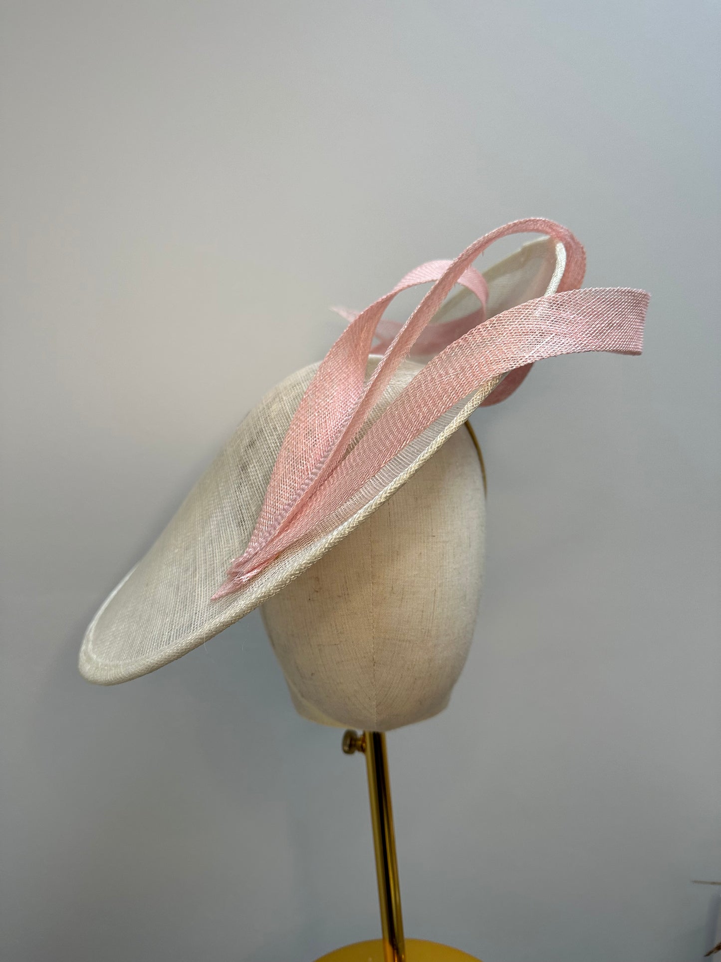 Blush Pink and ivory saucer headpiece