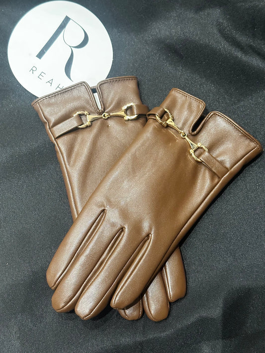 Brown leather snaffle gloves