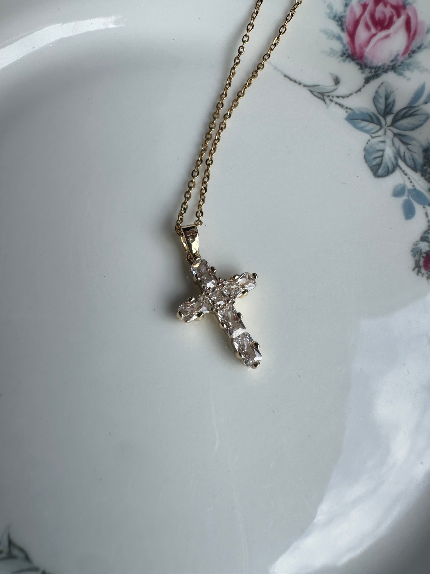 Diamond cross necklace