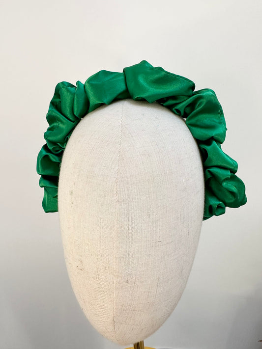 Emerald green silk headband