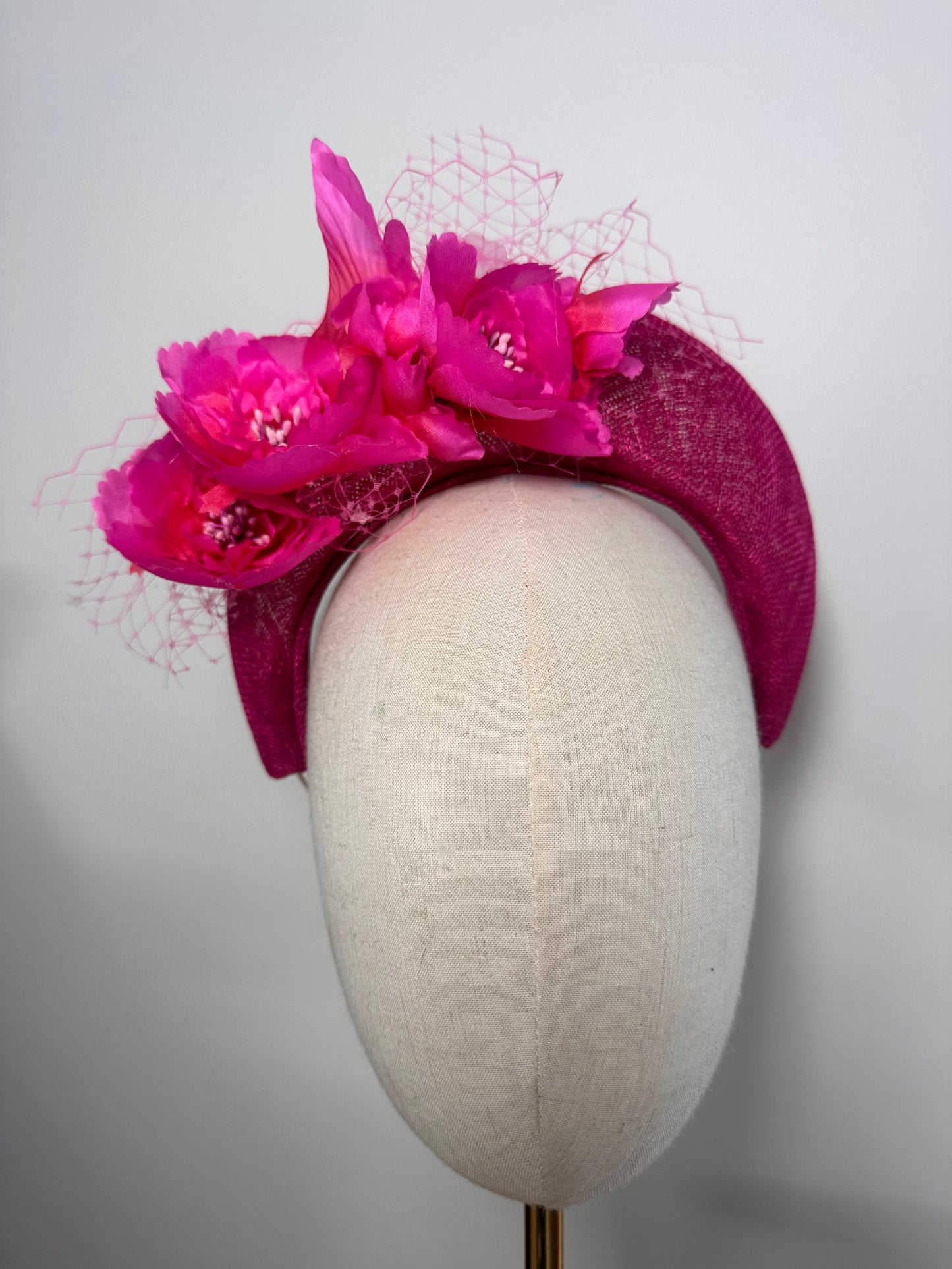 Cerise pink floral crown headband