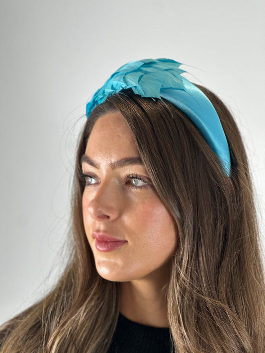 Blue feathered headband