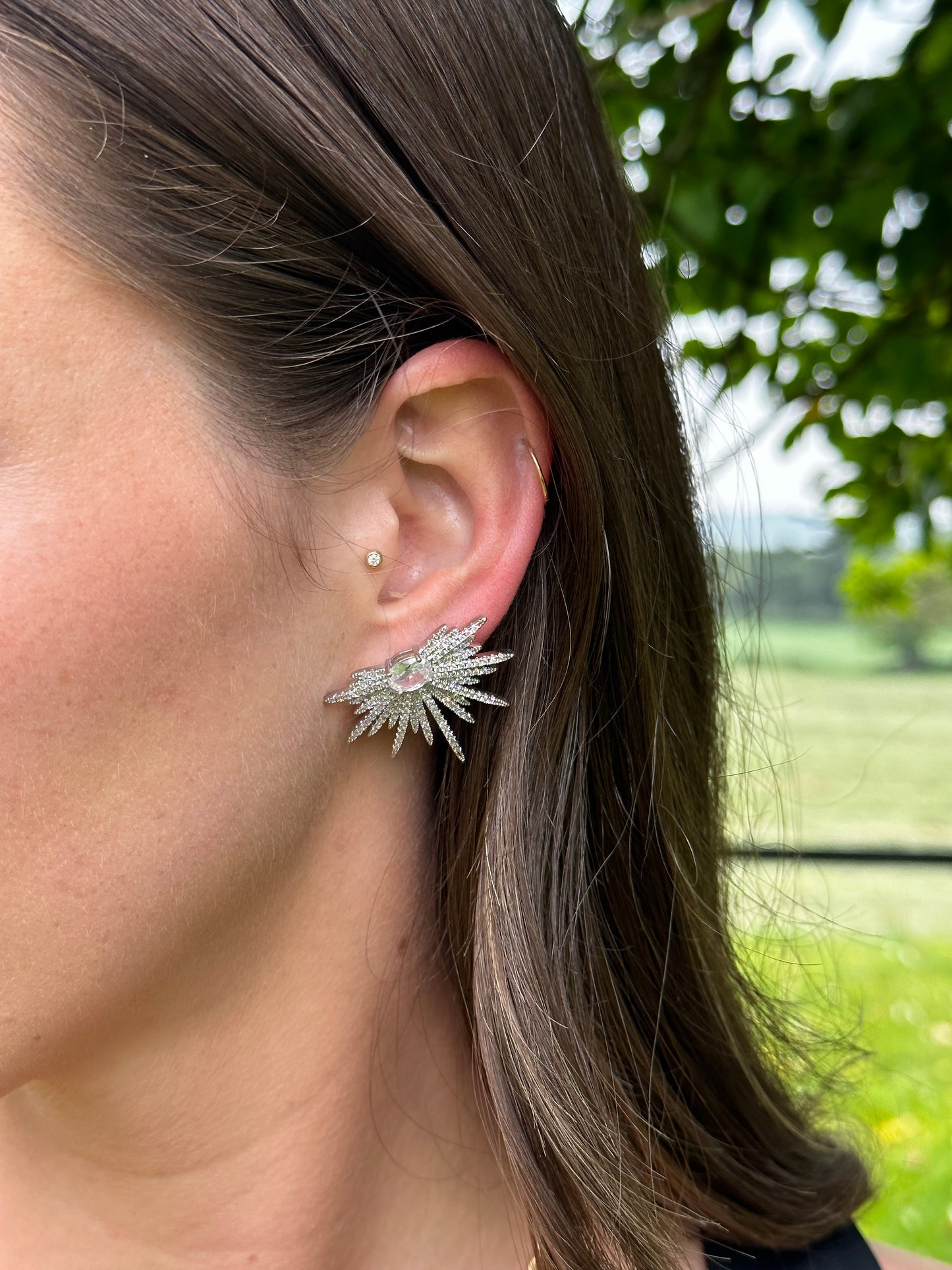 Rebecca star burst silver earrings