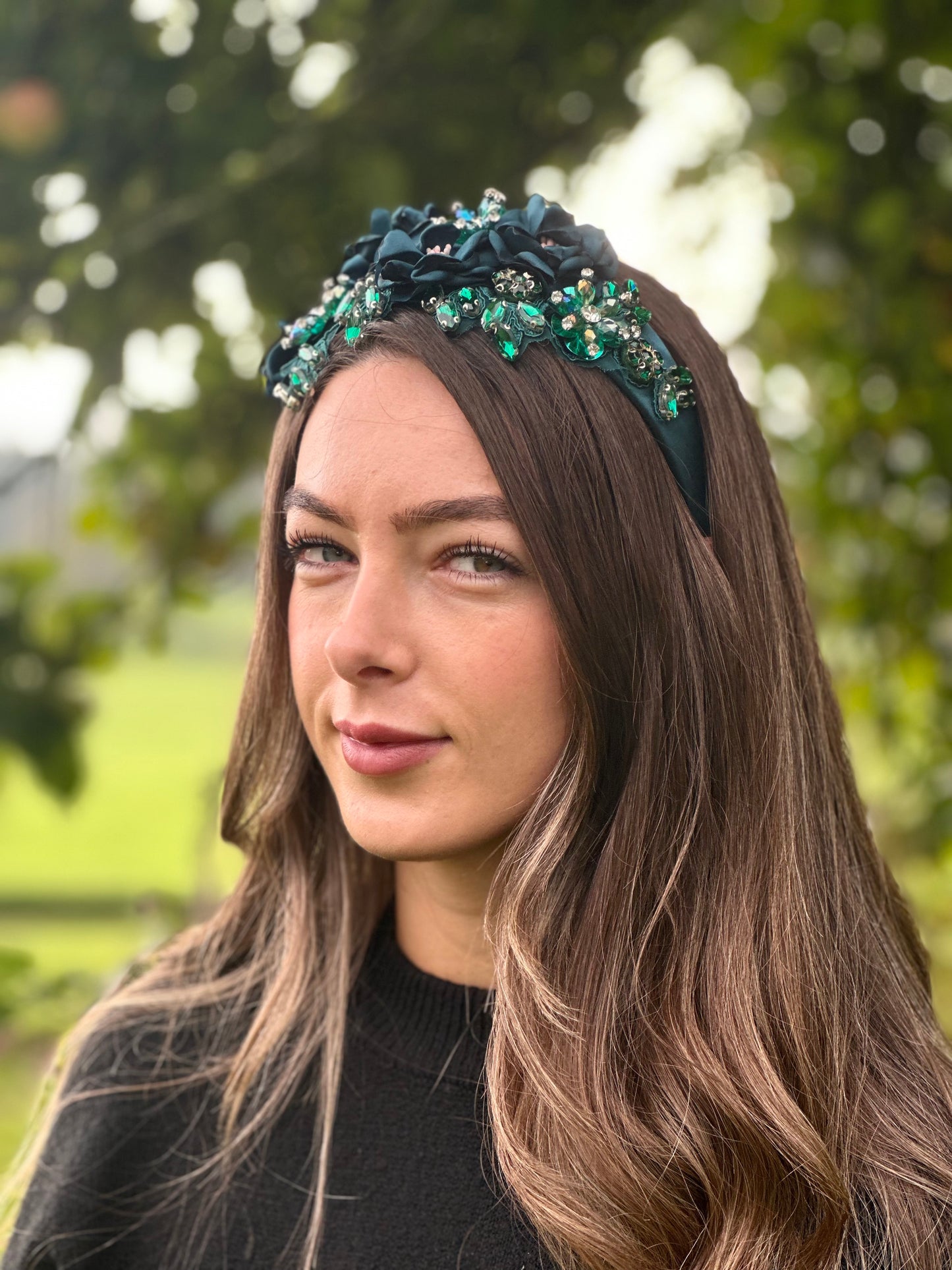 Emerald green beaded hairband