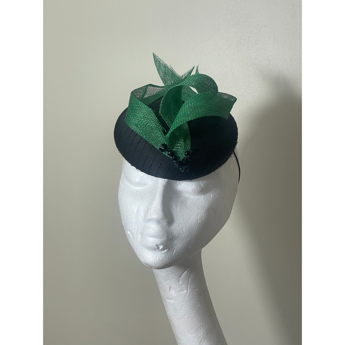Emerald green and black swirl headpiece