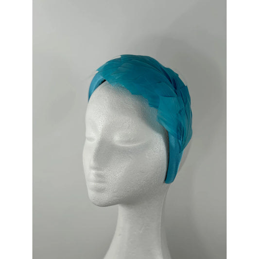 Bright blue feathered headband