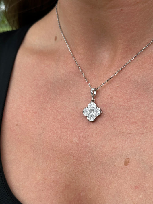 Silver flower necklace