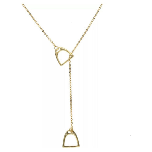 Gold stirrup interlinked necklace