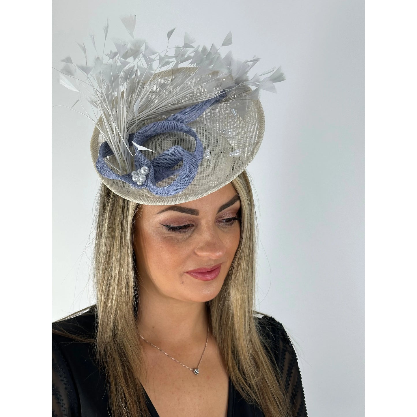 White and blue saucer headpiece