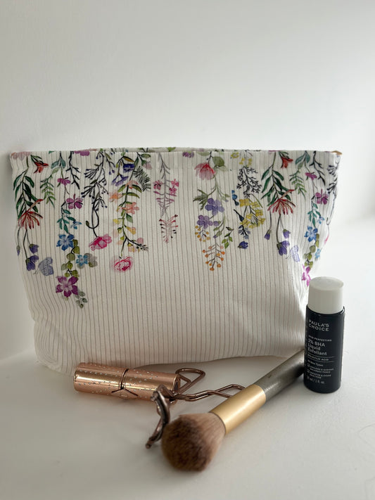 Floral ivory cosmetic bag