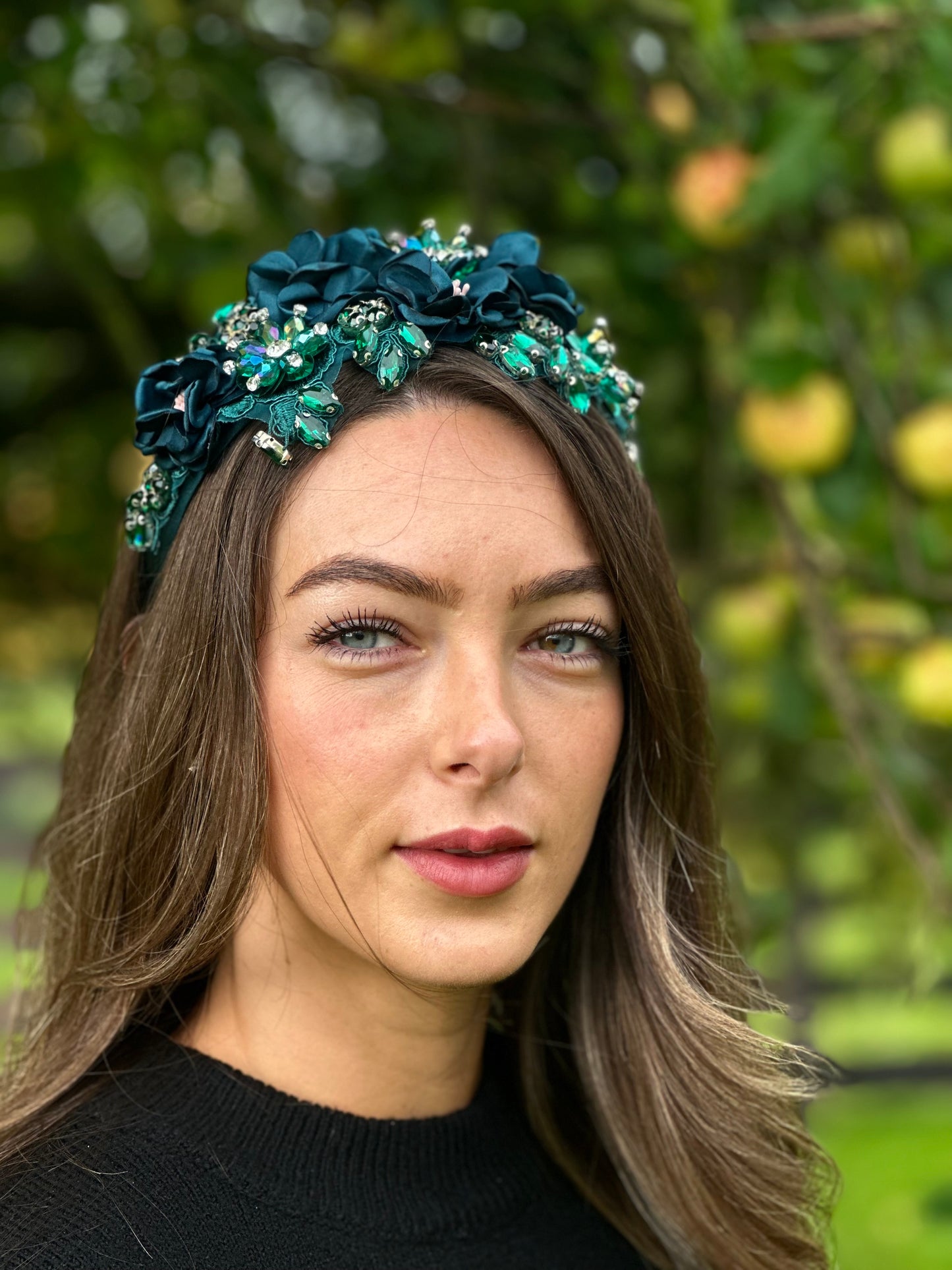 Emerald green beaded hairband