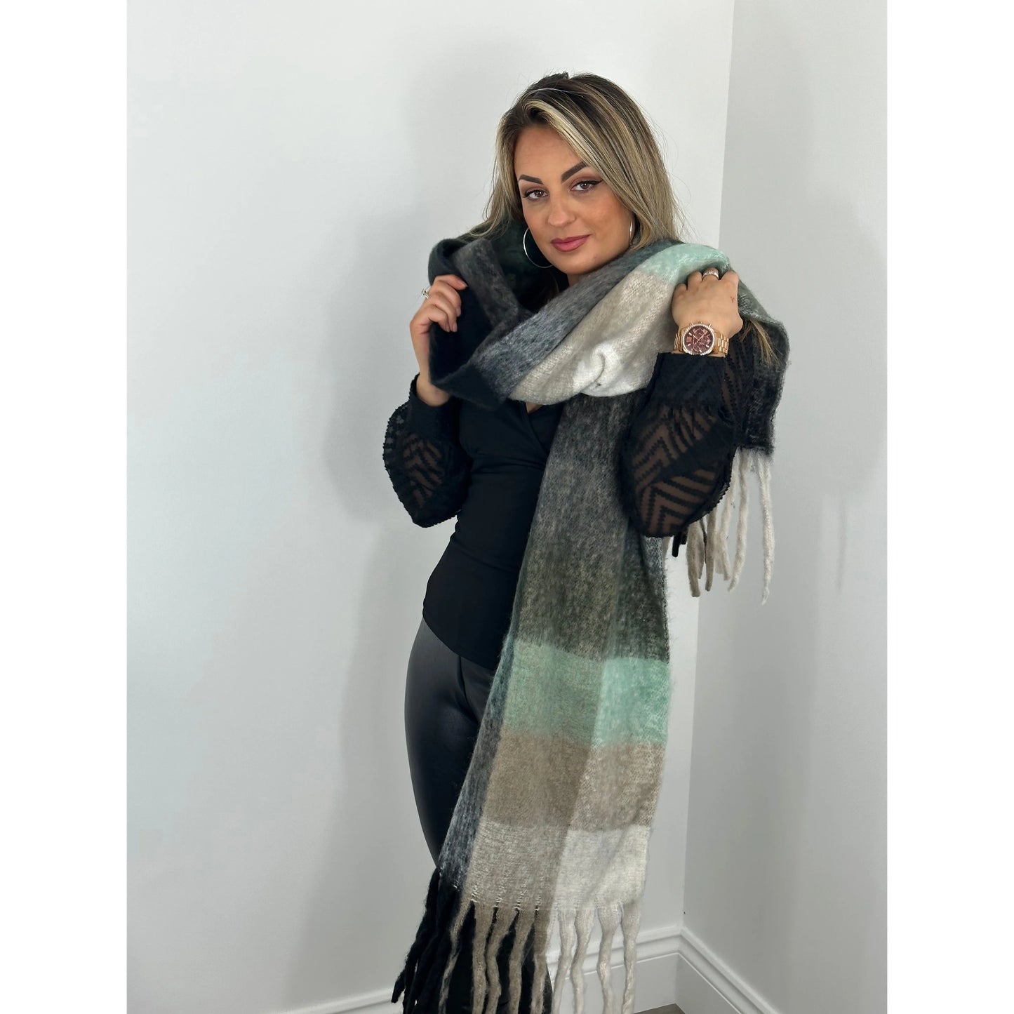 Rachael scarf ‘green tones’