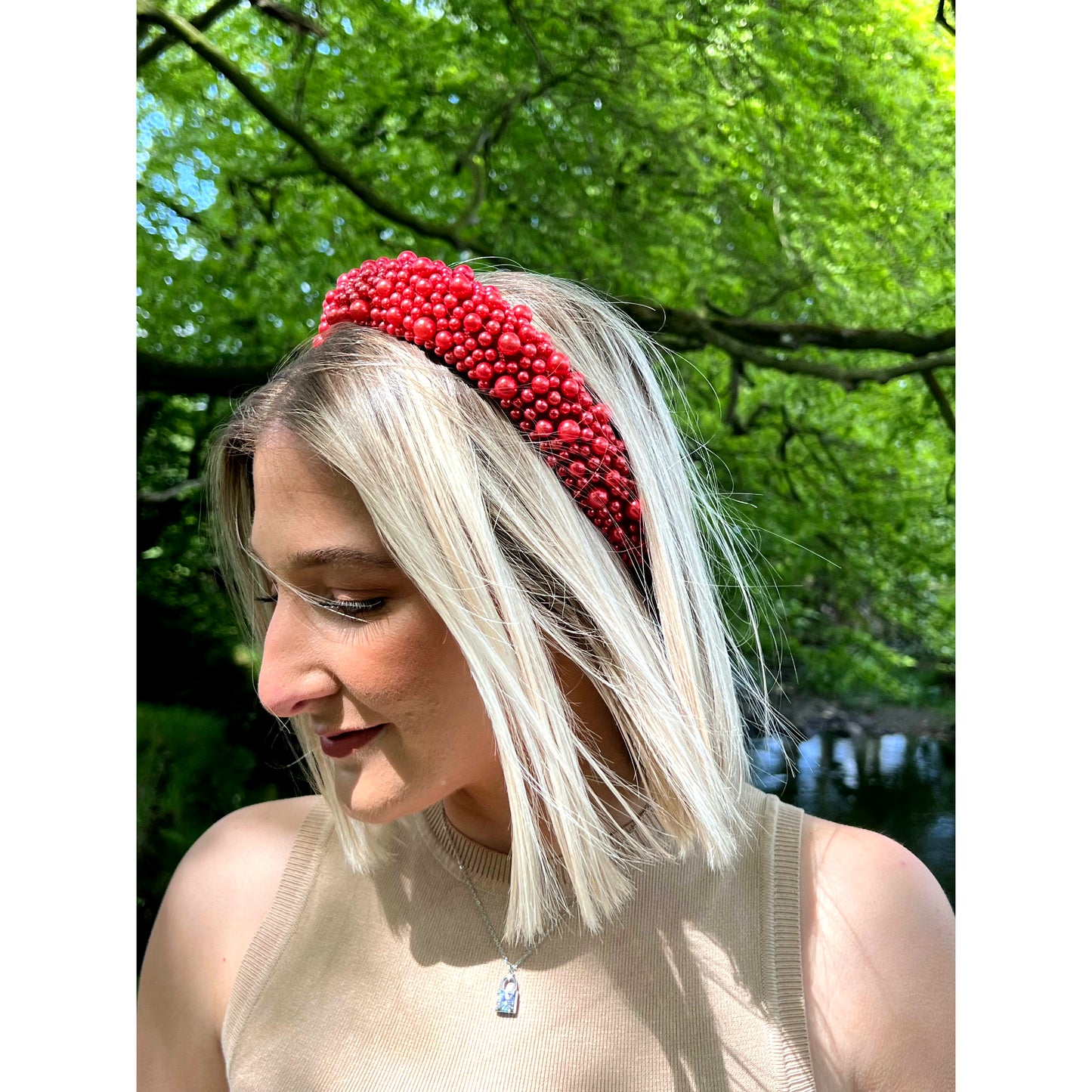 Red beaded headband