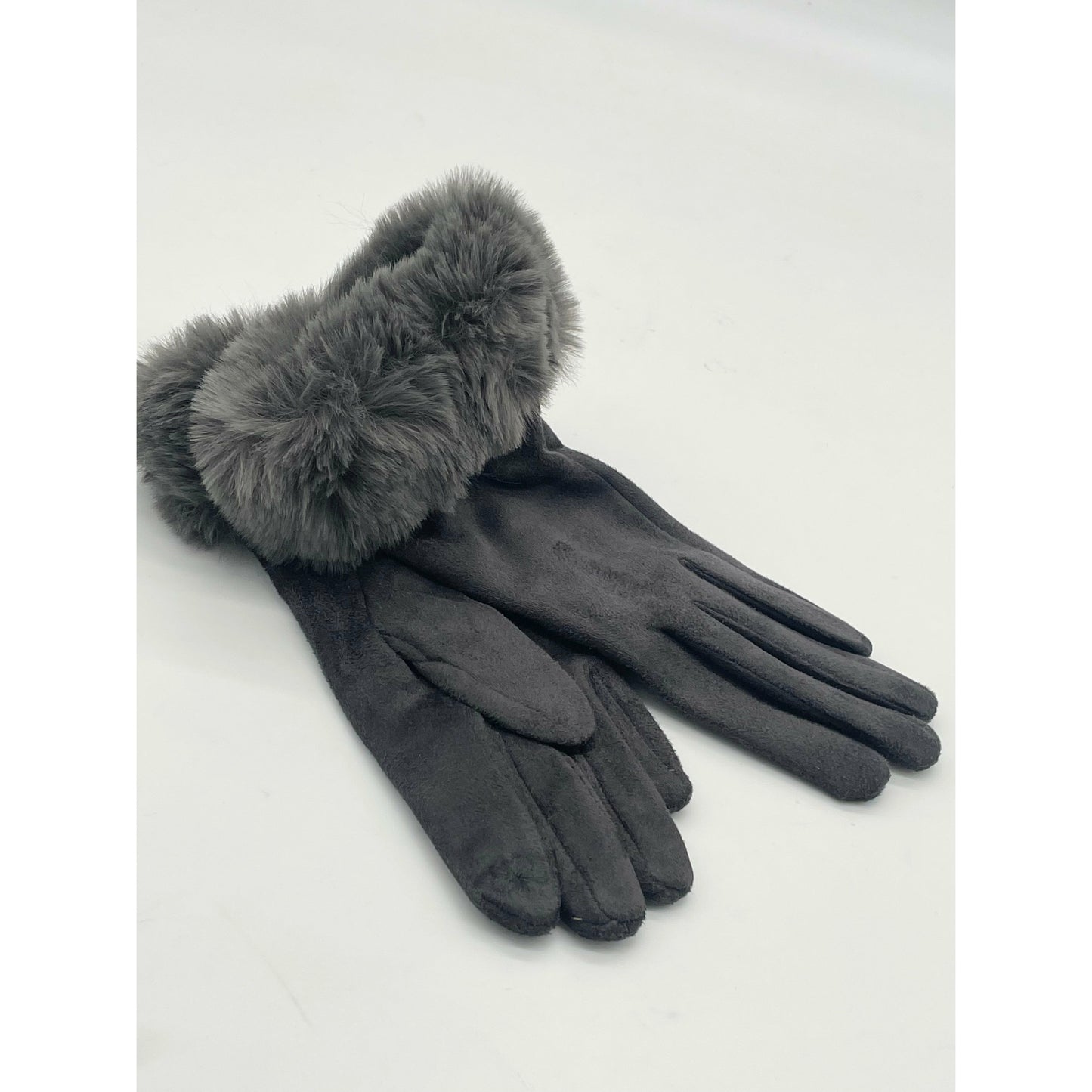Grey fur gloves
