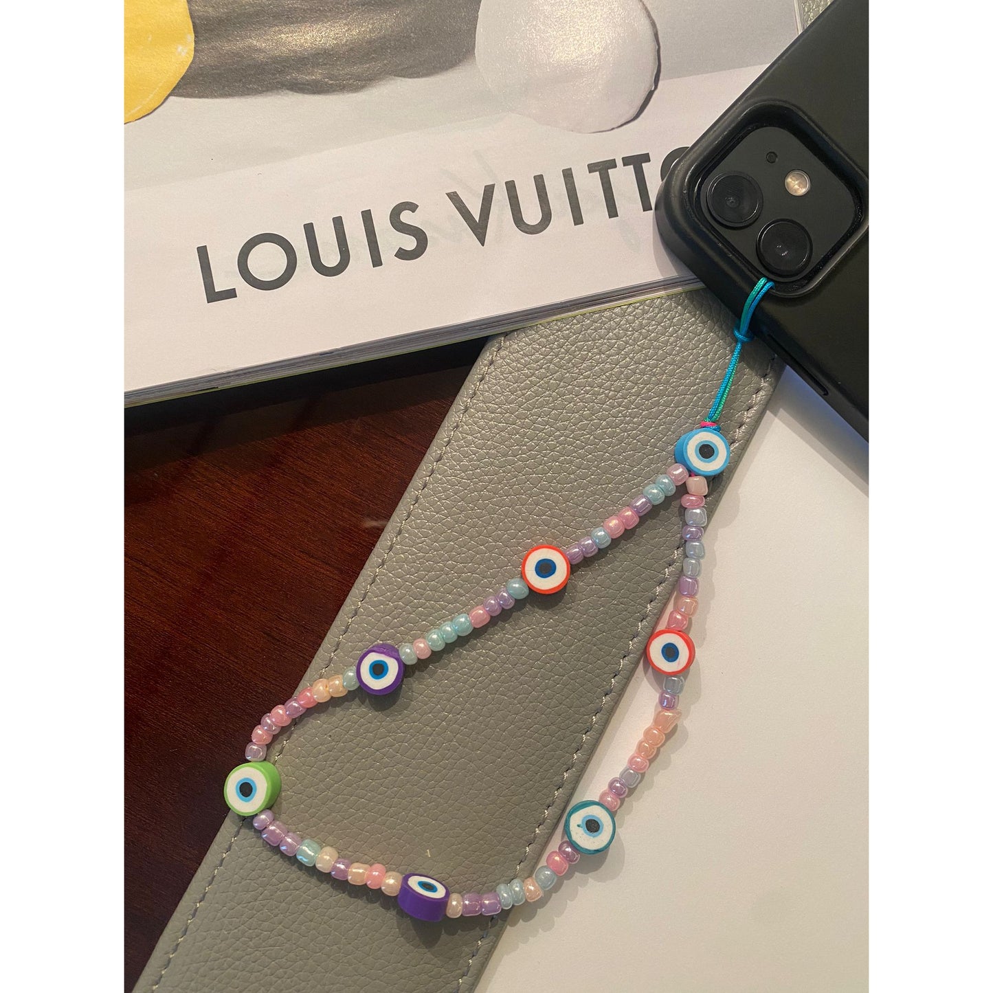 Pastel evil eye phone charm