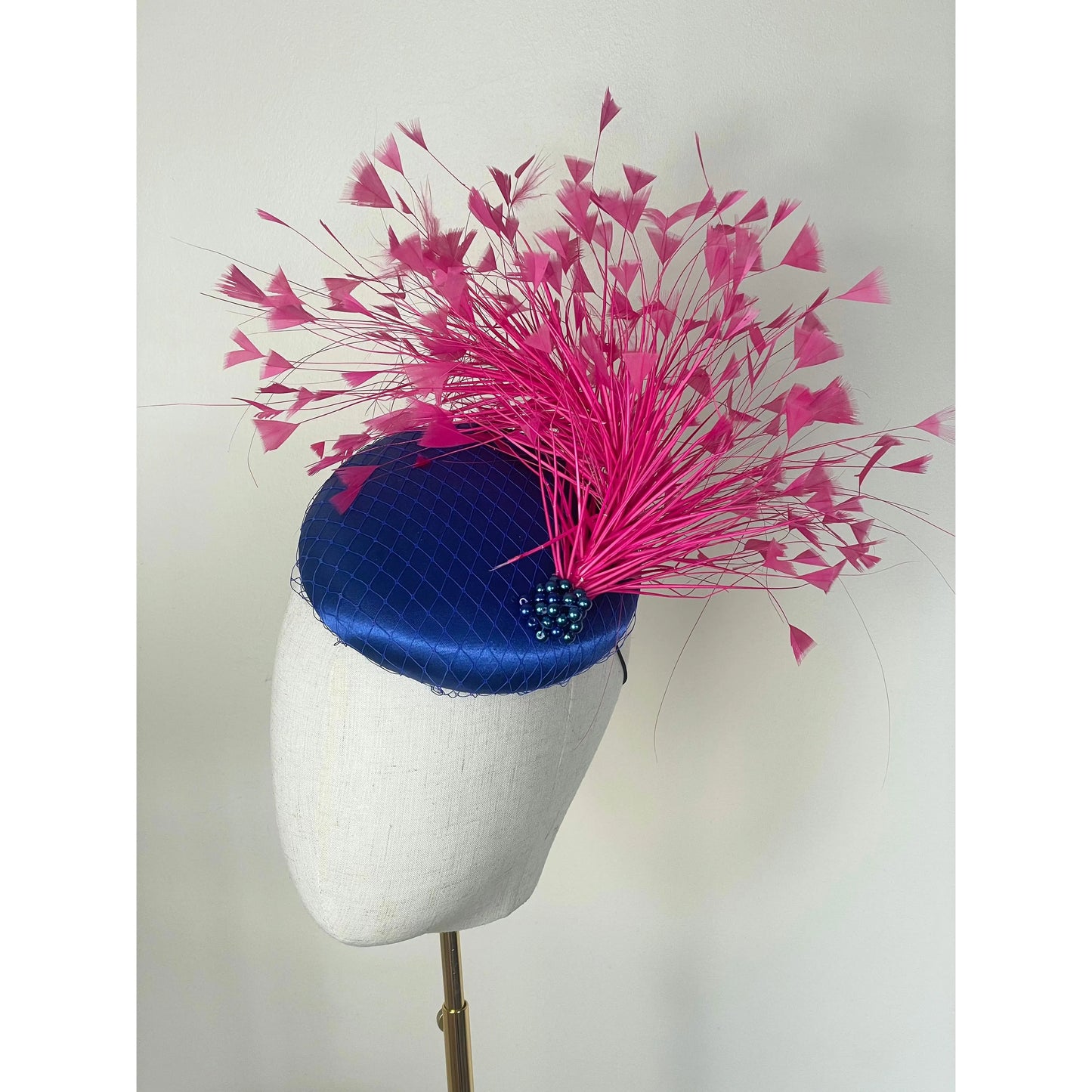 Royal blue and pink button headpiece