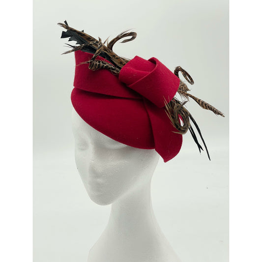 Red wool felt headpiece