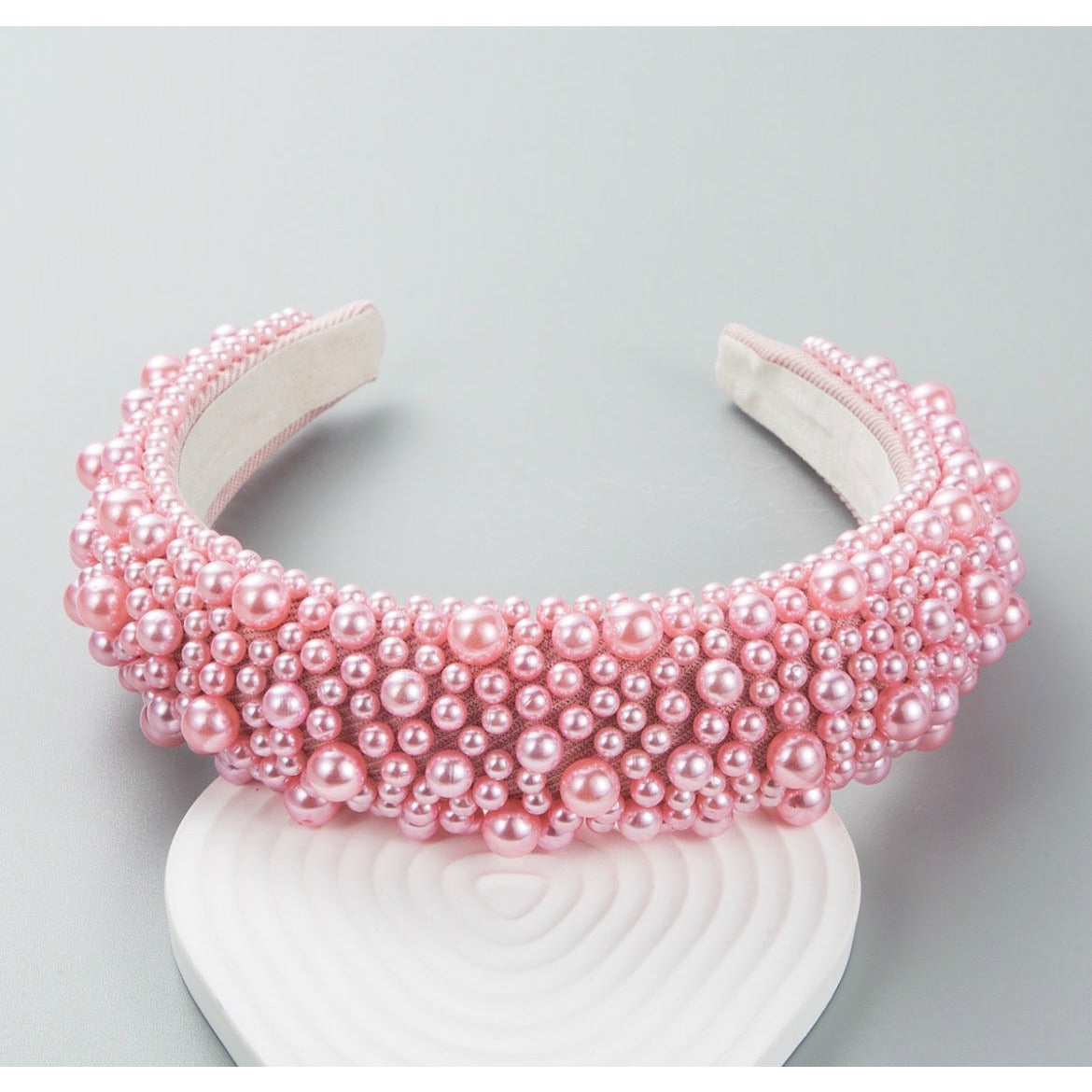 Blush pink beaded headband