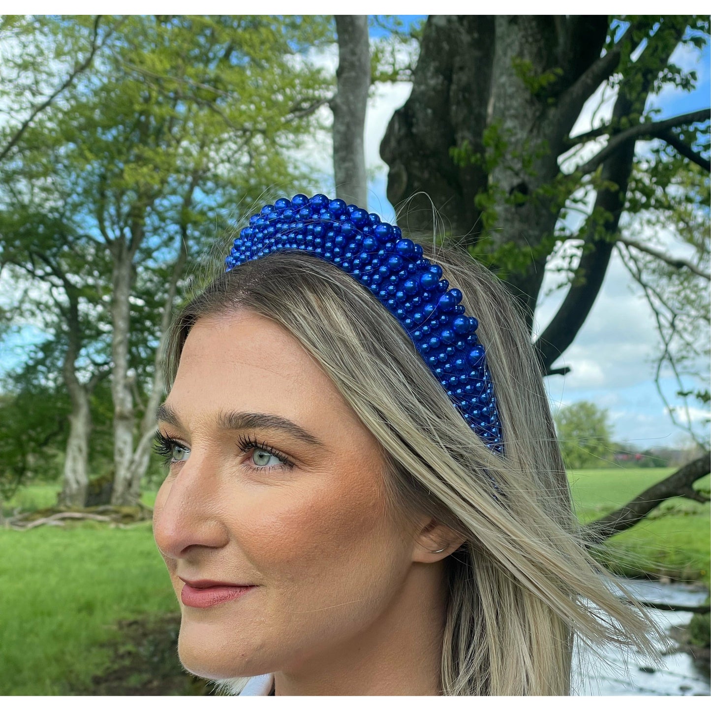 Blue beaded headband