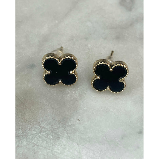 Black flower earrings