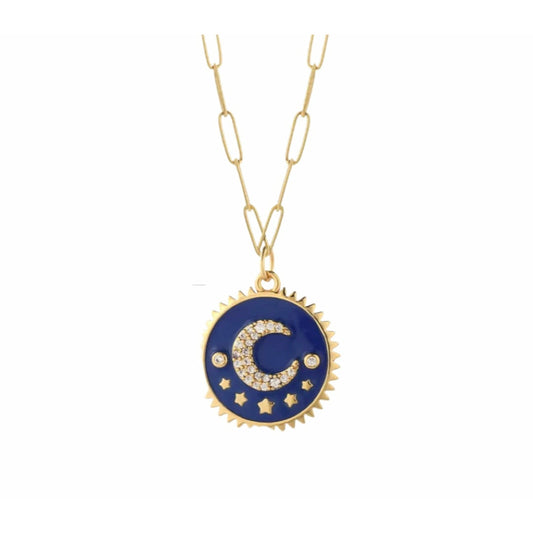 Blue moon and star necklace