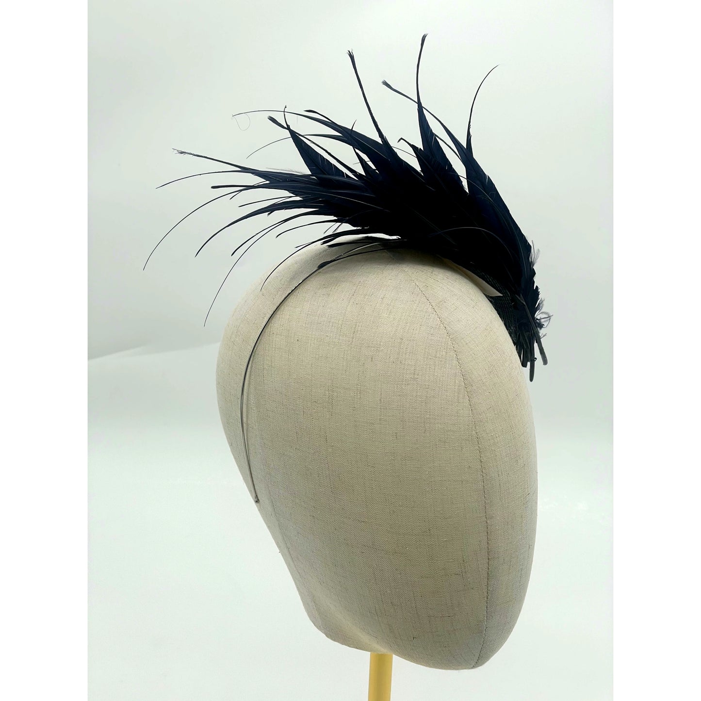 Navy feathered headband