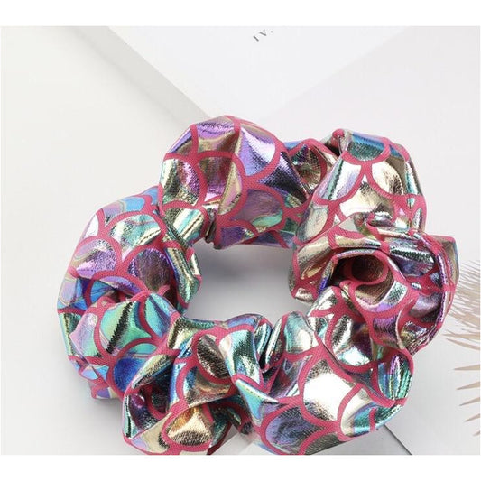 Cerise pink and silver mermaid Scrunchie