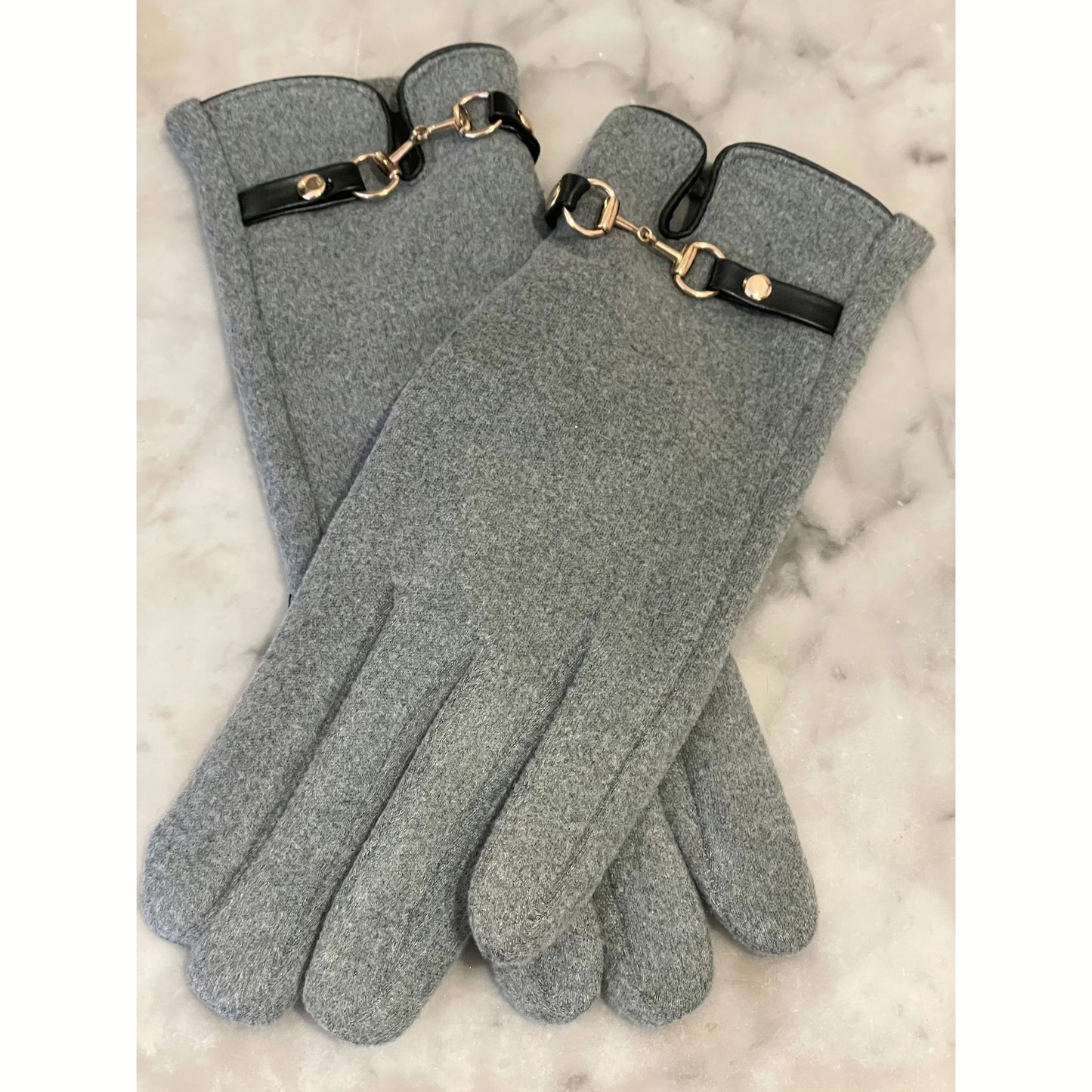 Grey snaffle gloves