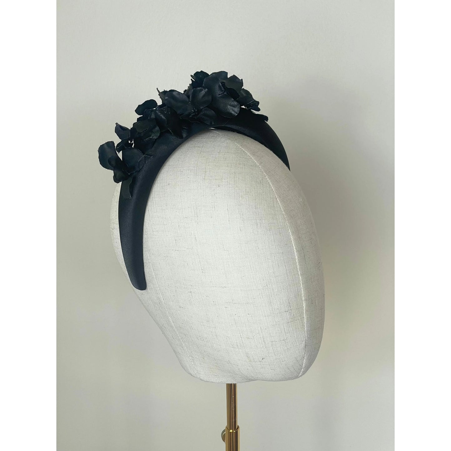 Black hydrangea silk headband