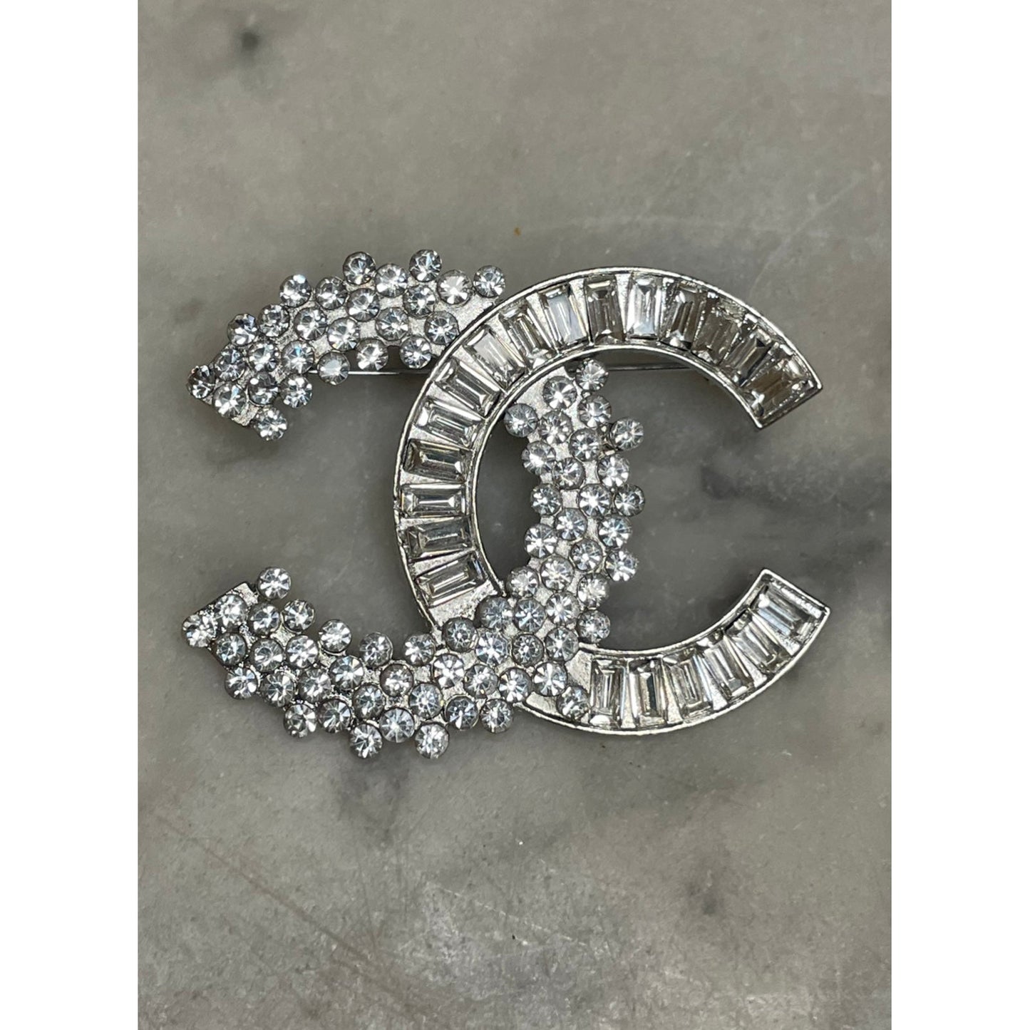 Silver diamond brooch