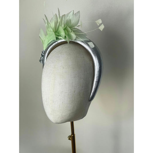 Silver and green headband