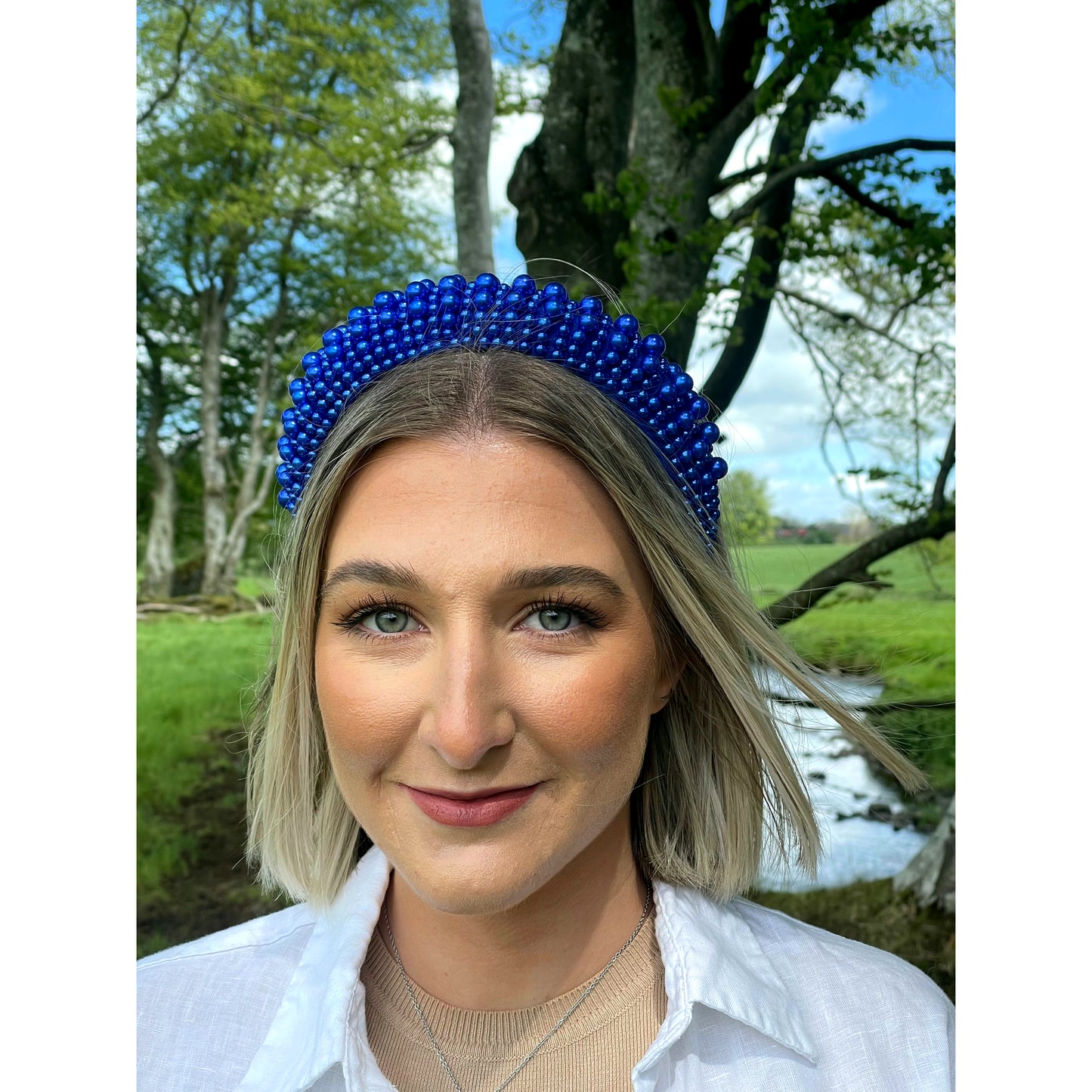 Blue beaded headband