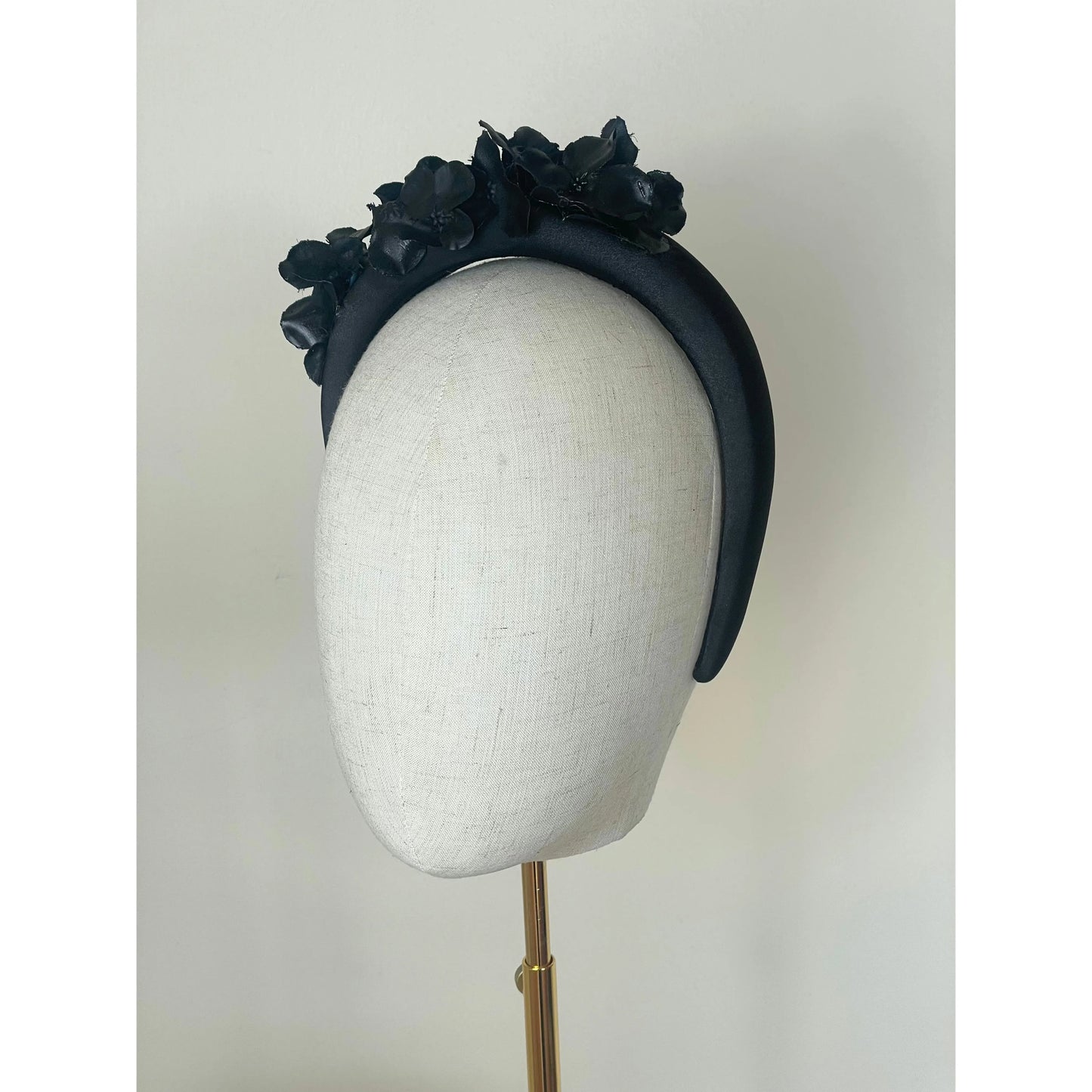 Black hydrangea silk headband