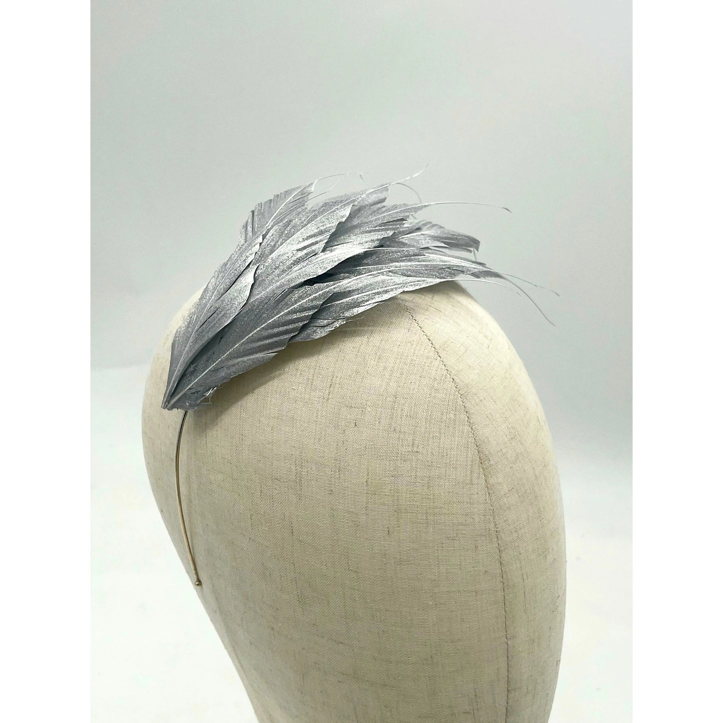 Silver feathered headpiece