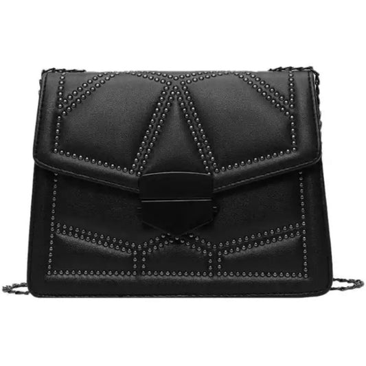 Black studded leather bag