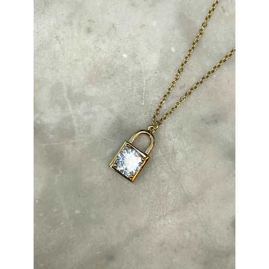 Padlock diamond necklace ‘gold’