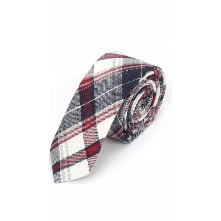 Navy and Red checked tie